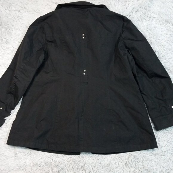 NorthCrest Classic Womens Jacket Black XL Button Up Coat‎ Cheetah Print Liner - Picture 2 of 16